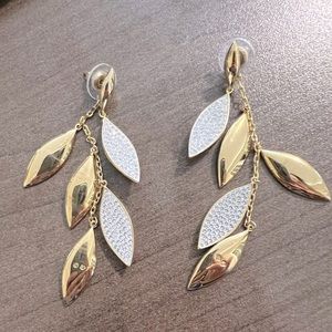 Swarovski - gold tone leaf drop earrings